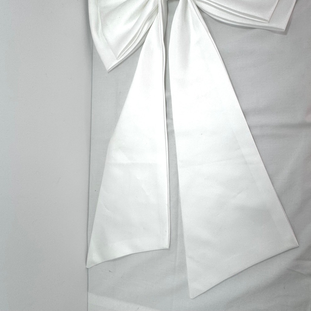 Oversized White Satin Bridal Bow Dress Embellishment Hair Accessory 14x24 Inch - Picture 7 of 8